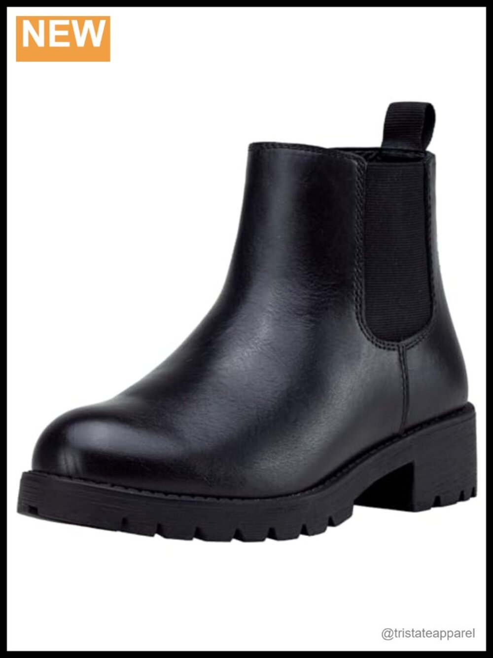 Women's Leather Chelsea Ankle Boots Pull-On Low Block Heel Booties